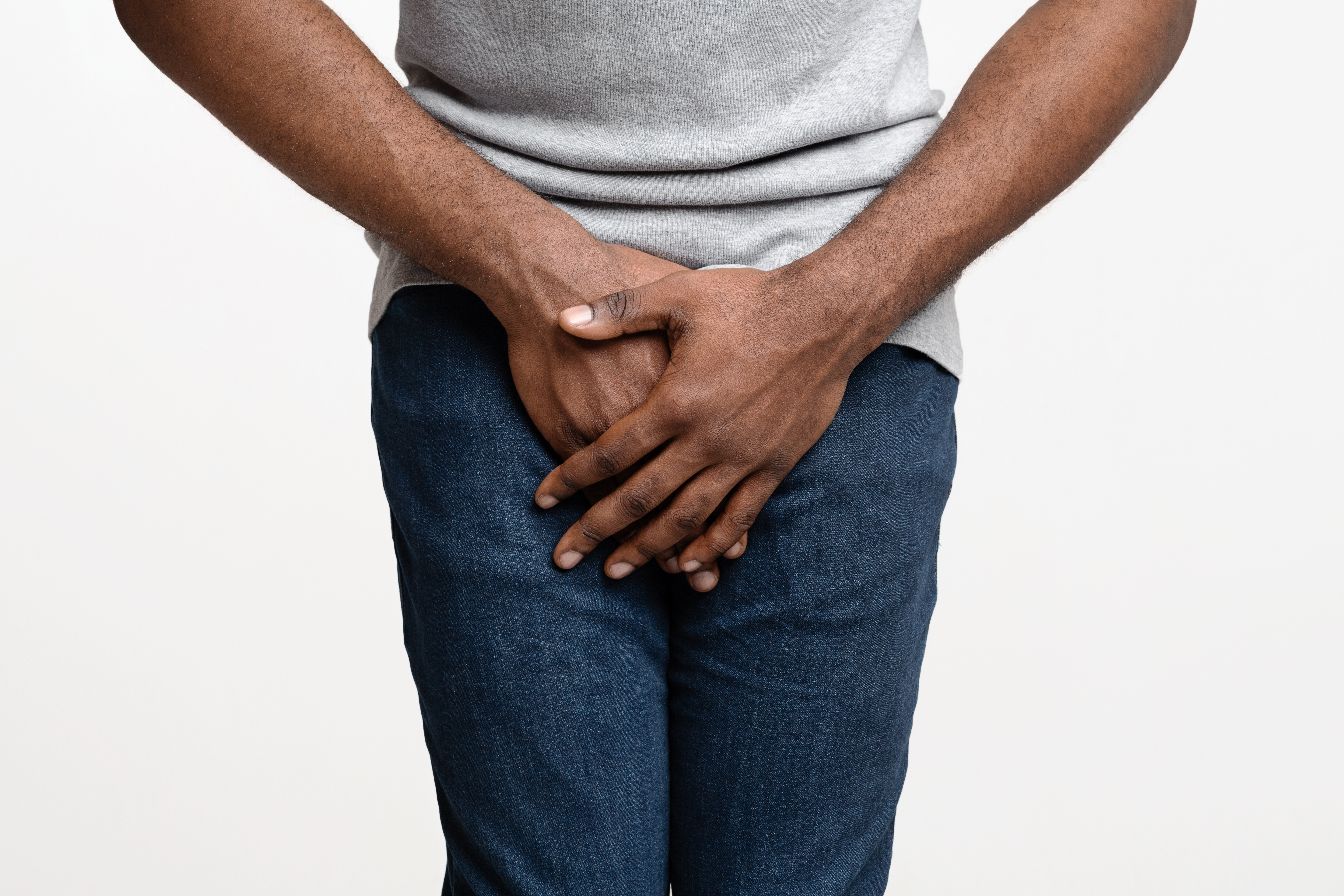Erectile,Dysfunction,Concept.,Close,Up,Of,Afro,Guy,Holding,His
